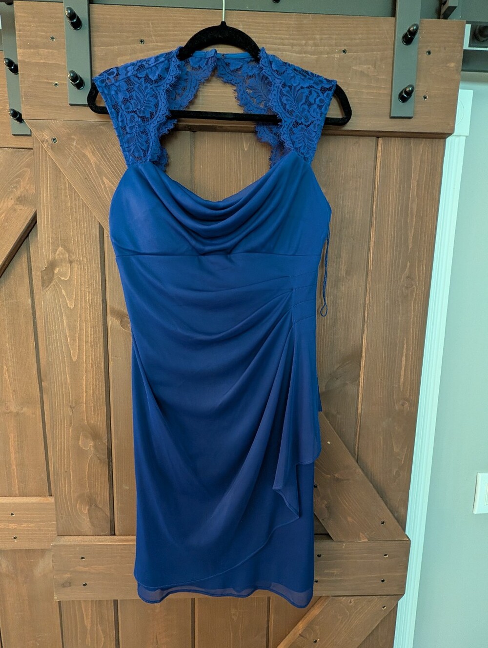 dressbarn Royal Blue Lace-Shoulder Midi Dress